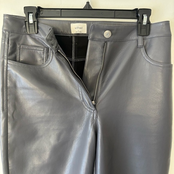 Aritzia Wilfred The Melina Pant Gray Faux Vegan Leather High Rise Straight Leg - Picture 2 of 11
